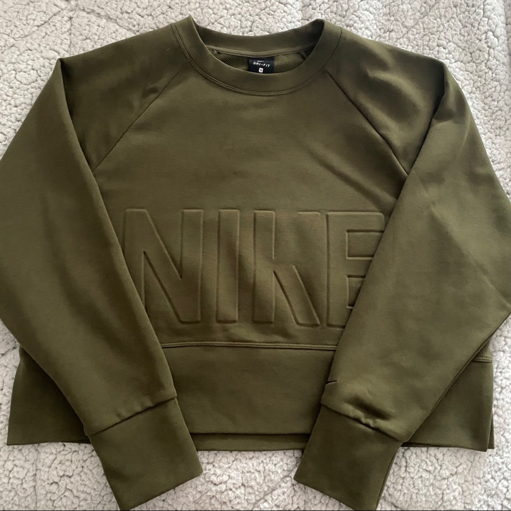 NIKE Cropped Olive Green Crew